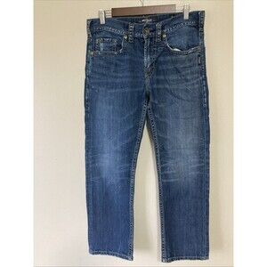 Silver Jeans Men 32x30 Blue Grayson Straight Leg Y2K EMC Denim Embroidered Biker